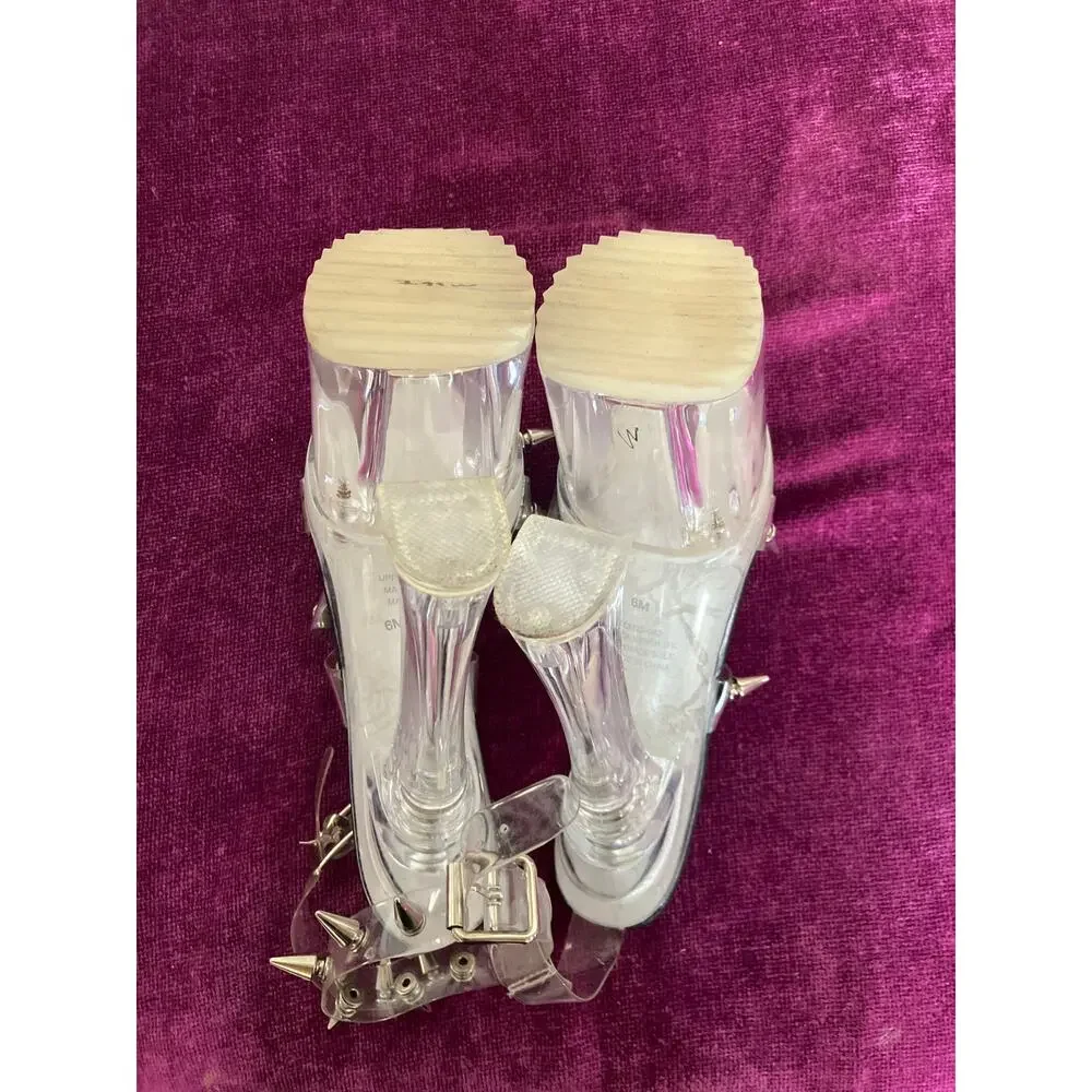 CURRENT MOOD Dolls Kill Devil in Heaven Clear Spike Studded Shoes 6 FLARE HEEL